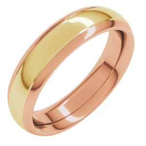14K Rose/Yellow 5 mm Stepped Beveled-Edge Inlay Comfort-Fit Half Round Band Size 5