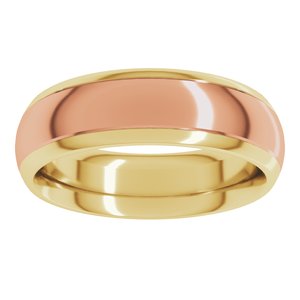 14K Yellow/Rose 6 mm Stepped Beveled-Edge Inlay Comfort-Fit Half Round Band Size 5