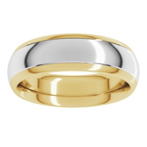 14K Yellow/White 6 mm Stepped Beveled-Edge Inlay Comfort-Fit Half Round Band Size 3