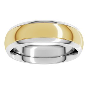 14K White/Yellow 6 mm Stepped Beveled-Edge Inlay Comfort-Fit Half Round Band Size 5