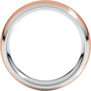 14K White/Rose 6 mm Stepped Beveled-Edge Inlay Comfort-Fit Half Round Band Size 3