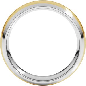 14K White/Yellow 6 mm Stepped Beveled-Edge Inlay Comfort-Fit Half Round Band Size 11