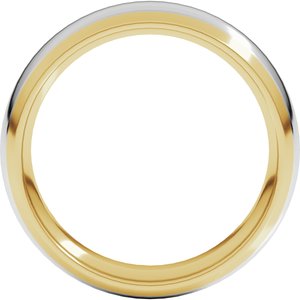 14K Yellow/White 6 mm Stepped Beveled-Edge Inlay Comfort-Fit Half Round Band Size 4
