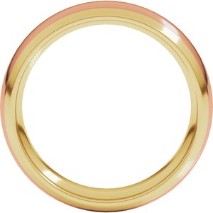 14K Yellow/Rose 6 mm Stepped Beveled-Edge Inlay Comfort-Fit Half Round Band Size 7
