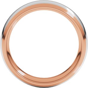 14K Rose/White 6 mm Stepped Beveled-Edge Inlay Comfort-Fit Half Round Band Size 16