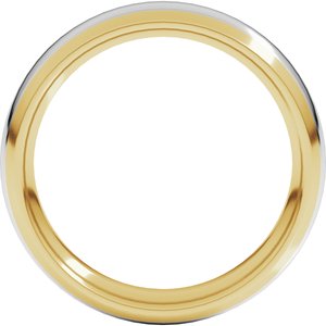 14K Yellow/White 5 mm Stepped Beveled-Edge Inlay Comfort-Fit Half Round Band Size 13