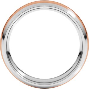 14K White/Rose 5 mm Stepped Beveled-Edge Inlay Comfort-Fit Half Round Band Size 9