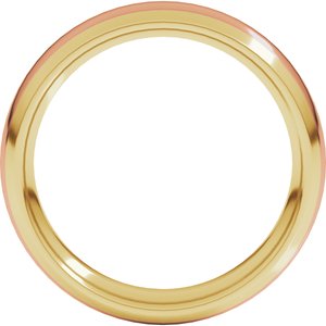 14K Yellow/Rose 5 mm Stepped Beveled-Edge Inlay Comfort-Fit Half Round Band Size 5