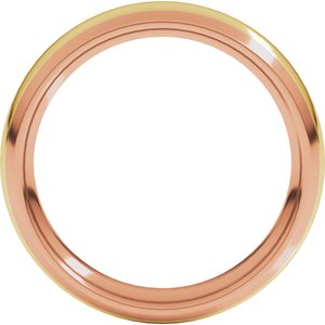 14K Rose/Yellow 5 mm Stepped Beveled-Edge Inlay Comfort-Fit Half Round Band Size 3