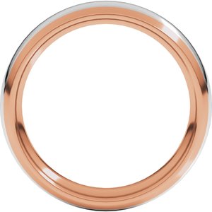 14K Rose/White 5 mm Stepped Beveled-Edge Inlay Comfort-Fit Half Round Band Size 12