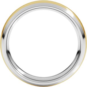 14K White/Yellow 5 mm Stepped Beveled-Edge Inlay Comfort-Fit Half Round Band Size 9