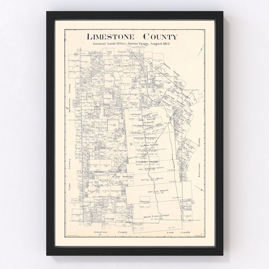 Vintage Map of Limestone County, Texas 1922