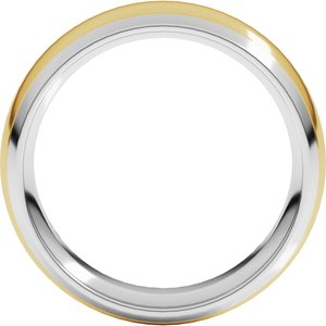 14K White/Yellow 7 mm Stepped Beveled-Edge Inlay Comfort-Fit Half Round Band Size 10