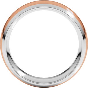 14K White/Rose 7 mm Stepped Beveled-Edge Inlay Comfort-Fit Half Round Band Size 3