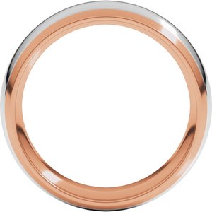 14K Rose/White 7 mm Stepped Beveled-Edge Inlay Comfort-Fit Half Round Band Size 9.5