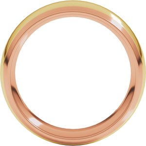 14K Rose/Yellow 7 mm Stepped Beveled-Edge Inlay Comfort-Fit Half Round Band Size 3