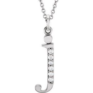 14K White Gold .025 CTW Natural Diamond Lowercase Initial J 16" Necklace