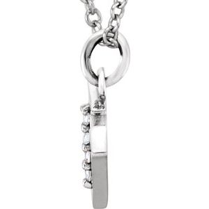 14K White Gold .02 CTW Natural Diamond Lowercase Initial V 16" Necklace