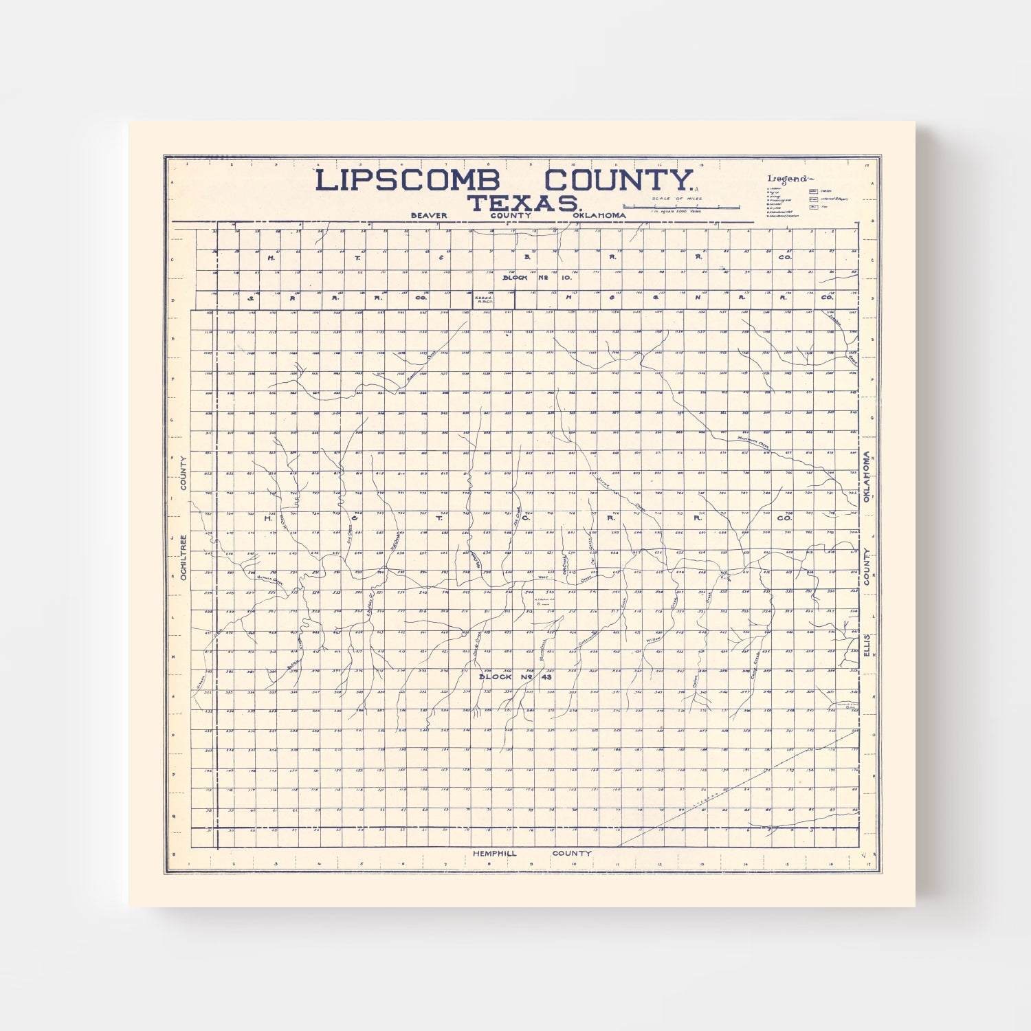 Vintage Map of Limestone County, Texas 1927