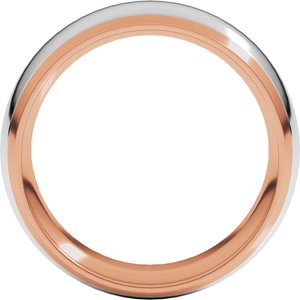14K Rose/White 8 mm Stepped Beveled-Edge Inlay Comfort-Fit Half Round Band Size 10