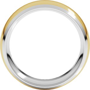 14K White/Yellow 8 mm Stepped Beveled-Edge Inlay Comfort-Fit Half Round Band Size 11