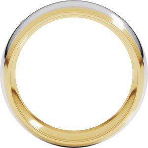 14K Yellow/White 8 mm Stepped Beveled-Edge Inlay Comfort-Fit Half Round Band Size 16