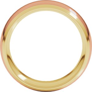 14K Yellow/Rose 8 mm Stepped Beveled-Edge Inlay Comfort-Fit Half Round Band Size 5