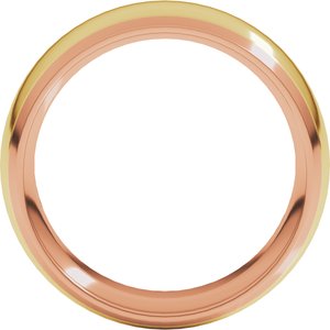14K Rose/Yellow 8 mm Stepped Beveled-Edge Inlay Comfort-Fit Half Round Band Size 4.5