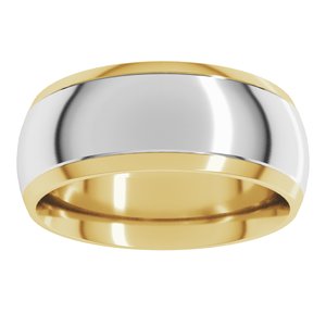 14K Yellow/White 8 mm Stepped Beveled-Edge Inlay Comfort-Fit Half Round Band Size 5.5