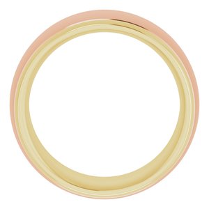 14K Yellow/Rose 9 mm Stepped Beveled-Edge Inlay Comfort-Fit Half Round Band Size 13