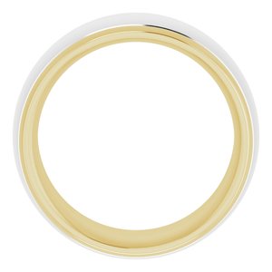 14K Yellow/White 9 mm Stepped Beveled-Edge Inlay Comfort-Fit Half Round Band Size 14