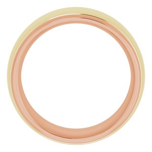 14K Rose/Yellow 9 mm Stepped Beveled-Edge Inlay Comfort-Fit Half Round Band Size 5