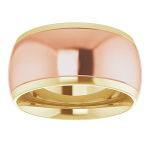 14K Yellow/Rose 10 mm Stepped Beveled-Edge Inlay Comfort-Fit Half Round Band Size 9