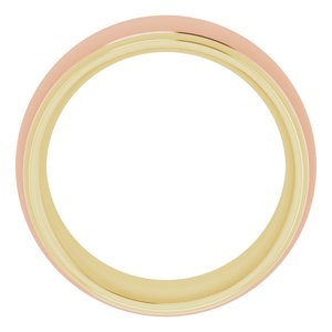 14K Yellow/Rose 10 mm Stepped Beveled-Edge Inlay Comfort-Fit Half Round Band Size 9