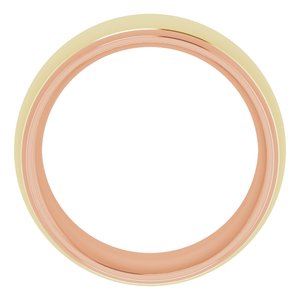 14K Rose/Yellow 10 mm Stepped Beveled-Edge Inlay Comfort-Fit Half Round Band Size 5