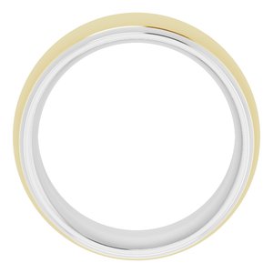14K White/Yellow 10 mm Stepped Beveled-Edge Inlay Comfort-Fit Half Round Band Size 8