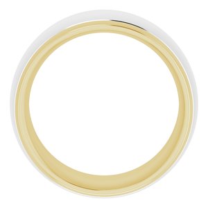 14K Yellow/White 10 mm Stepped Beveled-Edge Inlay Comfort-Fit Half Round Band Size 9