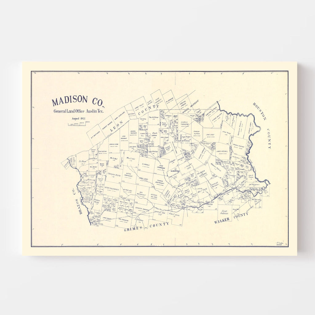 Vintage Map of Madison County, Texas 1922