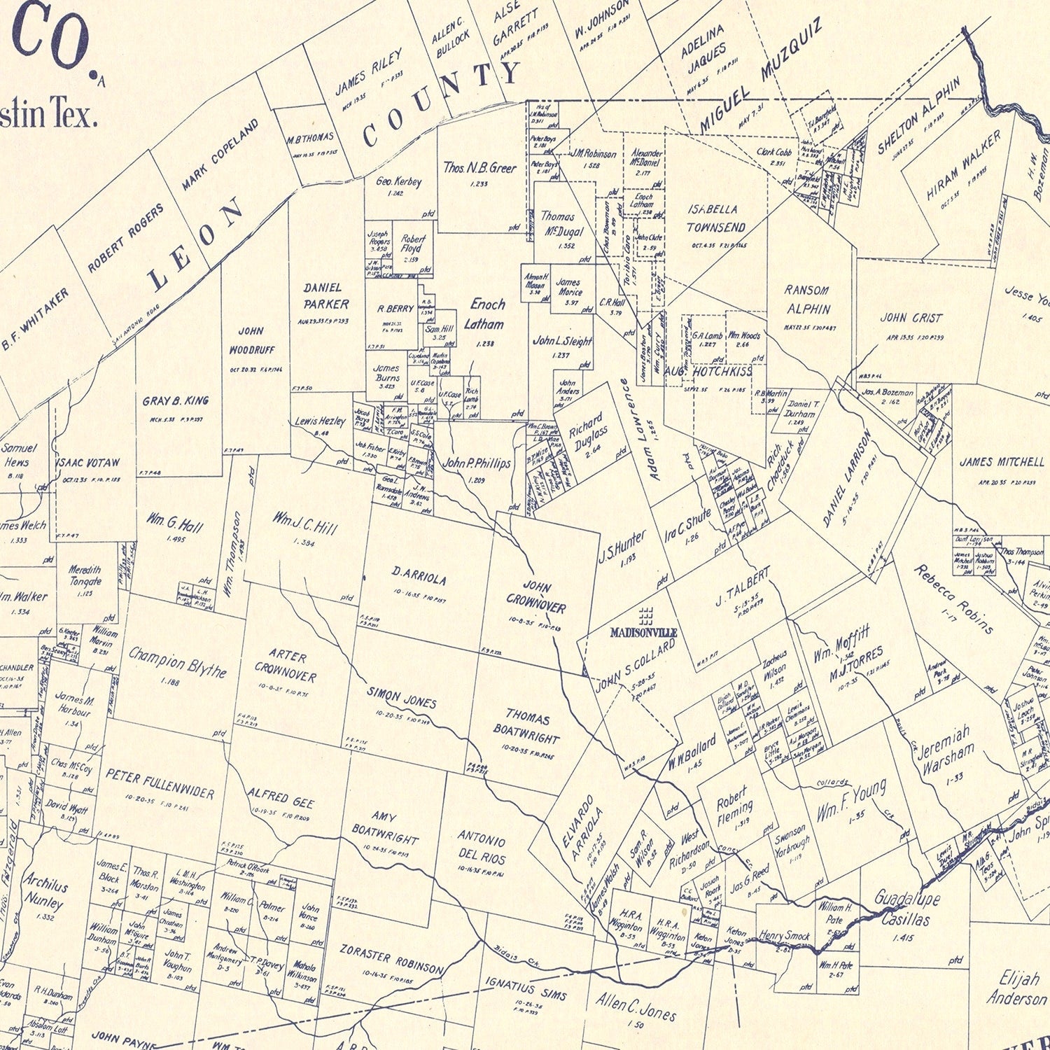 Vintage Map of Madison County, Texas 1922