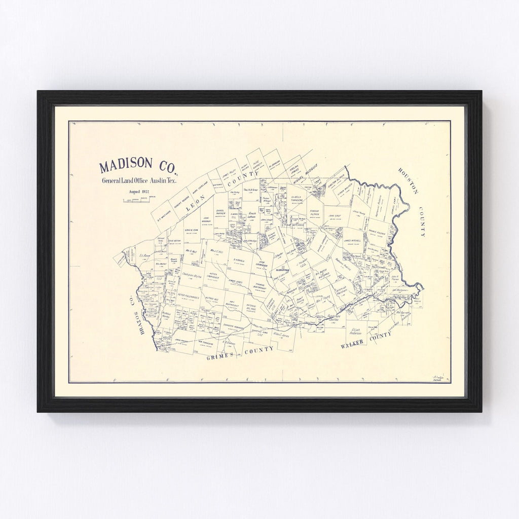 Vintage Map of Madison County, Texas 1922
