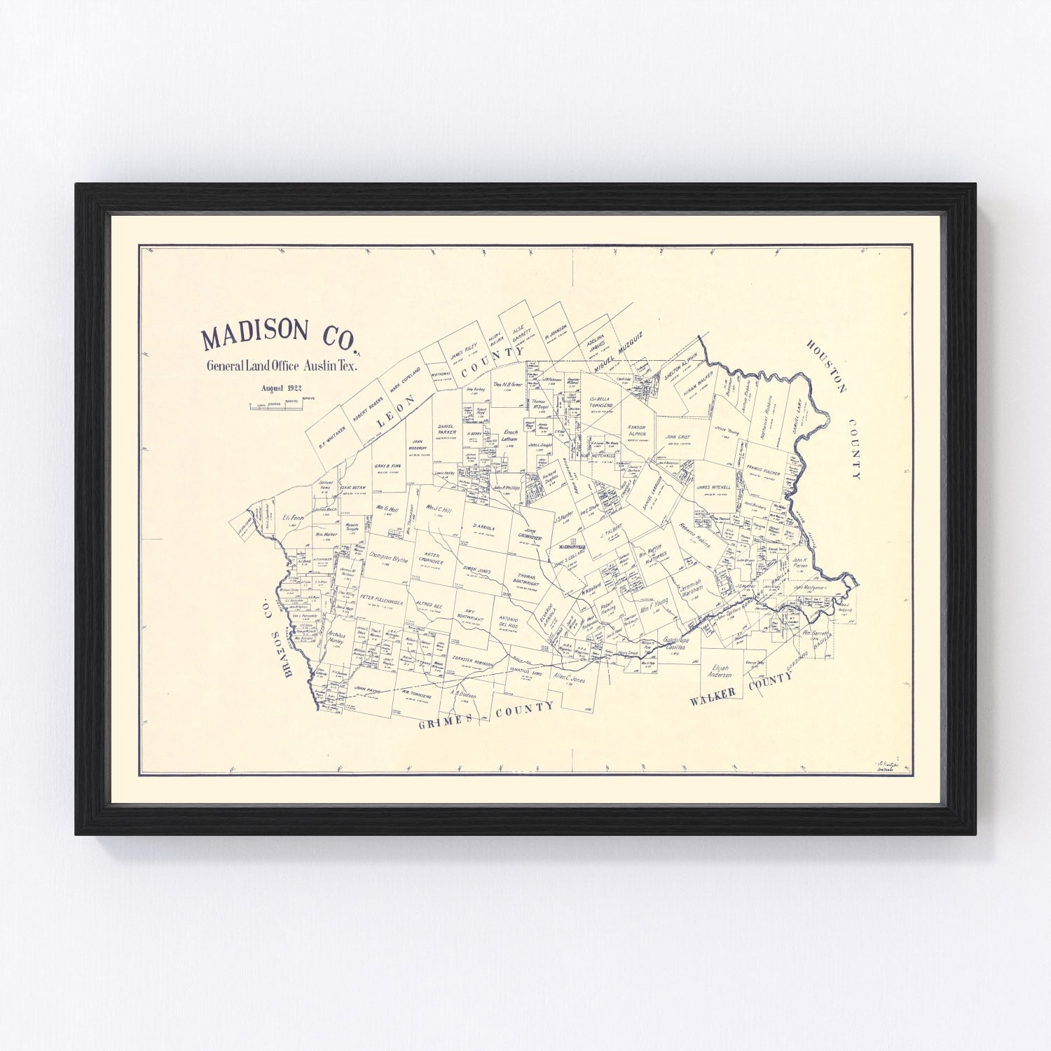 Vintage Map of Madison County, Texas 1922