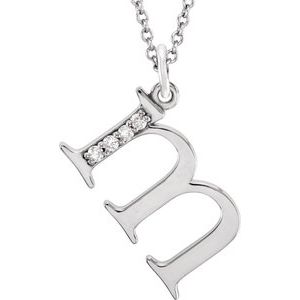 14K White Gold .02 CTW Natural Diamond Lowercase Initial M 16" Necklace