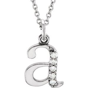 14K White Gold .025 CTW Natural Diamond Lowercase Initial A 16" Necklace