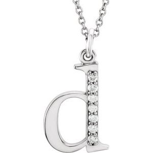 14K White Gold .03 CTW Natural Diamond Lowercase Initial D 16" Necklace