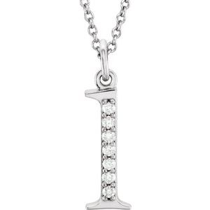 14K White Gold .03 CTW Natural Diamond Lowercase Initial L 16" Necklace
