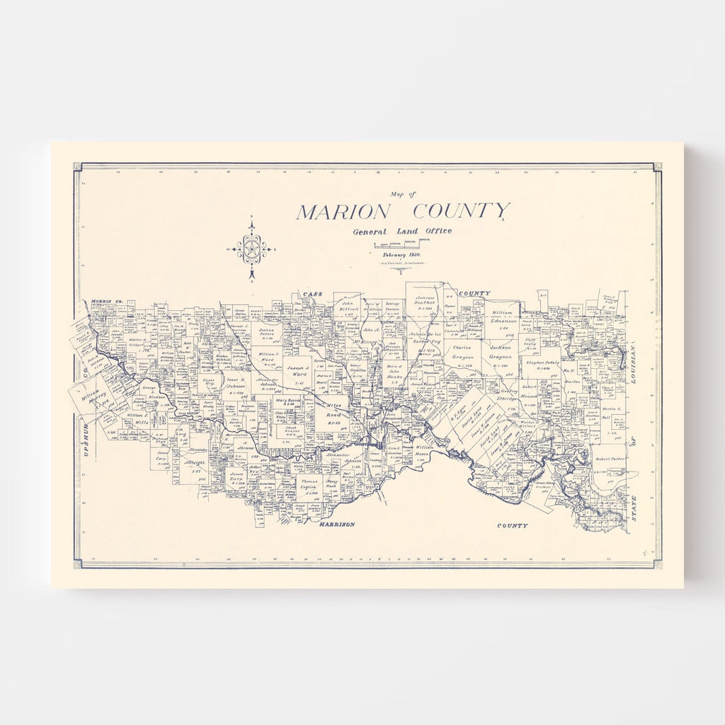 Vintage Map of Marion County, Texas 1920