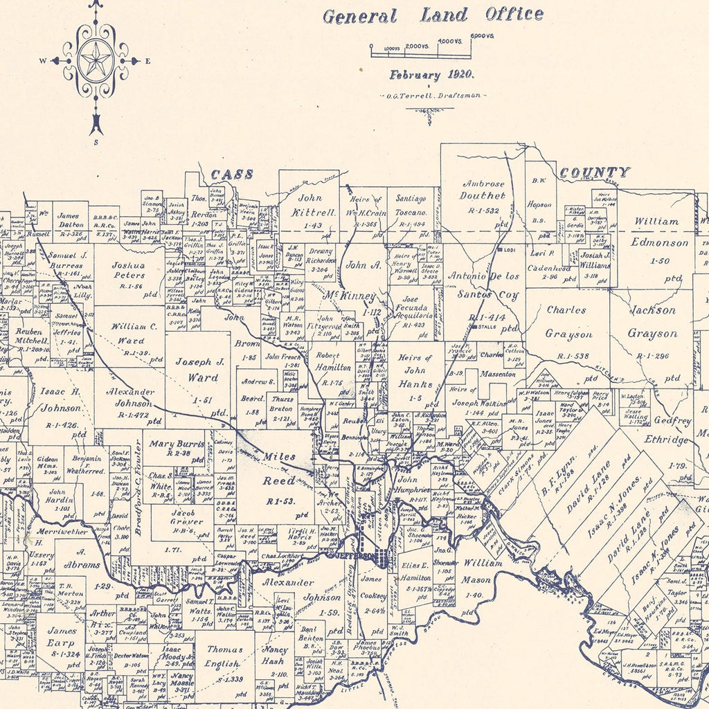 Vintage Map of Marion County, Texas 1920