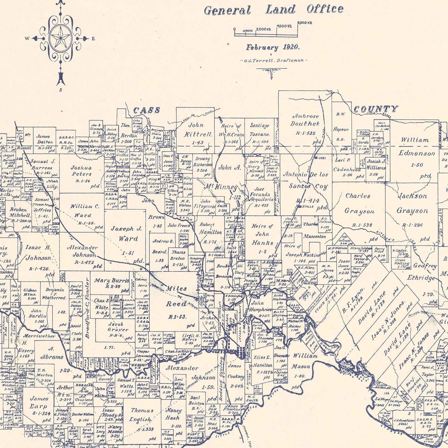 Vintage Map of Marion County, Texas 1920