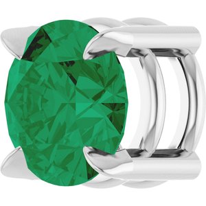 14K White 6 mm Natural Emerald Pendant