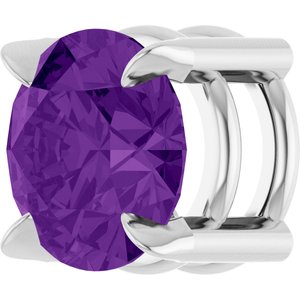 14K White 6 mm Natural Amethyst Pendant